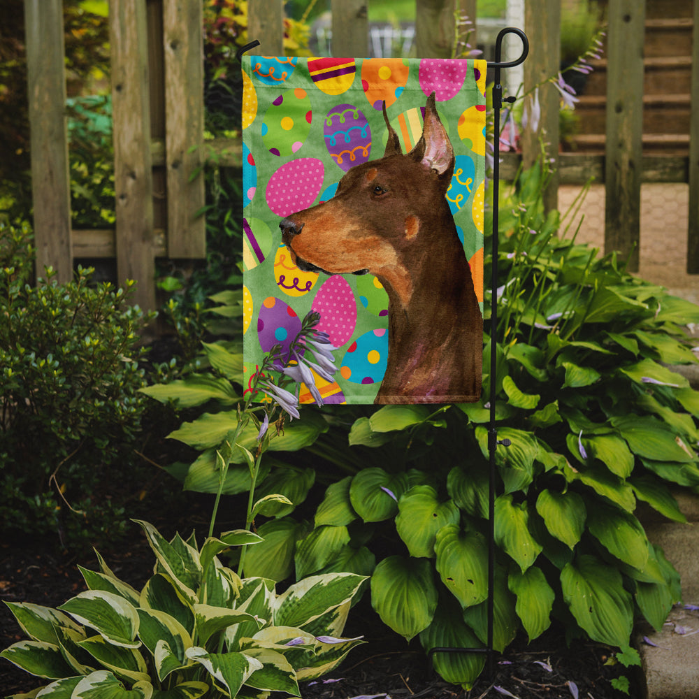 Doberman Easter Eggtravaganza Garden Flag - Outdoor Decorative Yard Flag