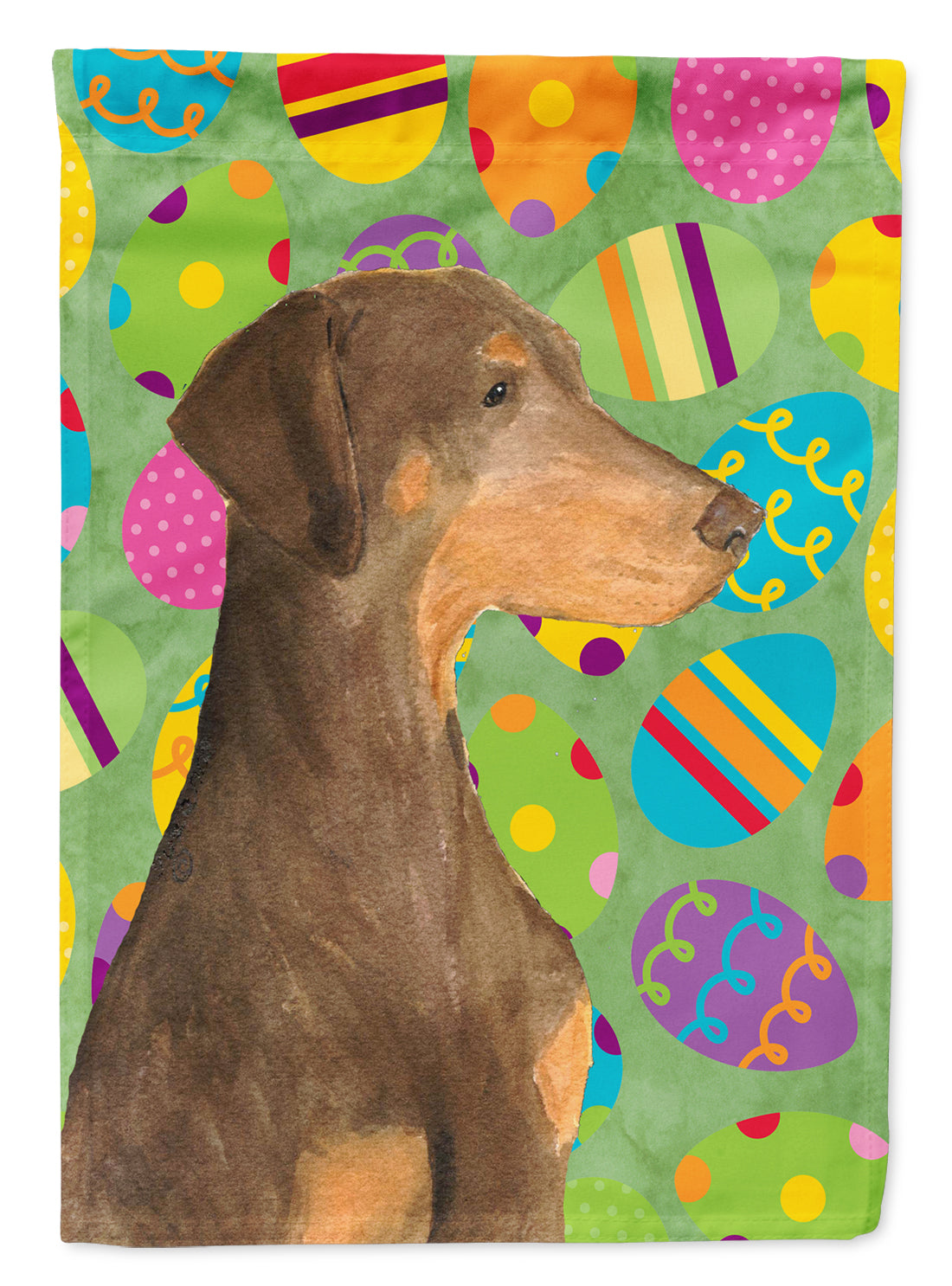 Doberman Easter Eggtravaganza Flag Canvas House Size