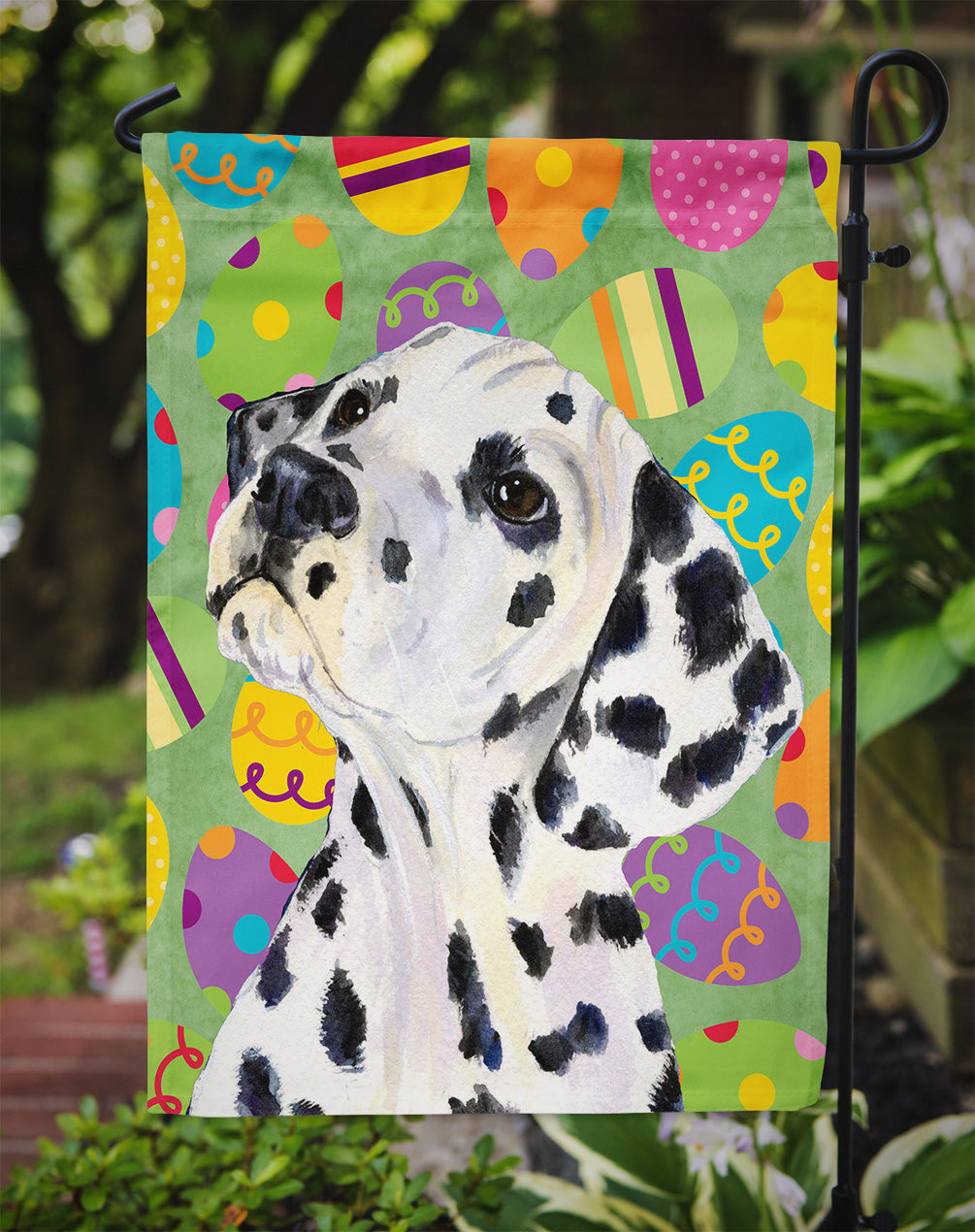 Dalmatian Easter Eggtravaganza Garden Flag - Outdoor Decorative Yard Flag