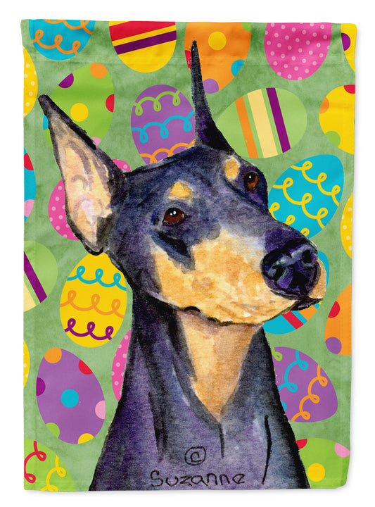 Doberman Easter Eggtravaganza Flag Canvas House Size
