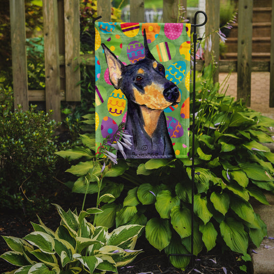 Doberman Easter Eggtravaganza Garden Flag - Outdoor Decorative Yard Flag