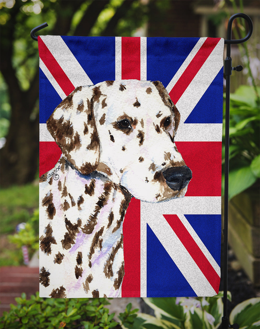 Dalmatian with English Union Jack British Flag Garden Flag - Outdoor Decorative Yard Flag