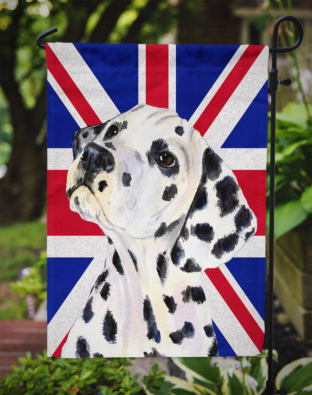Dalmatian with English Union Jack British Flag Garden Flag - Outdoor Decorative Yard Flag