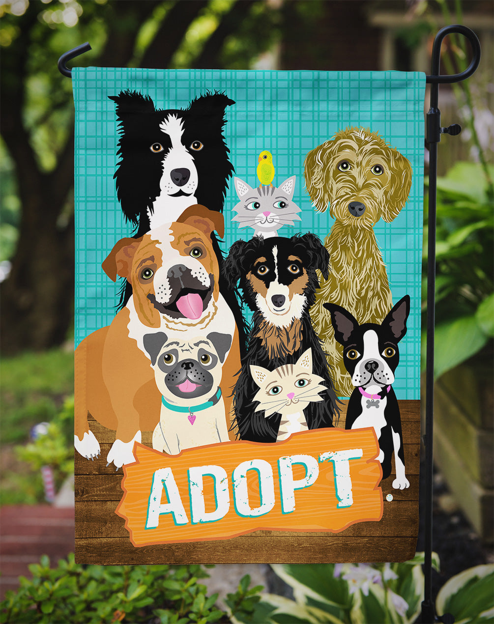 Adopt Pets Adoption Garden Flag - Outdoor Decorative Yard Flag VHA3007GF