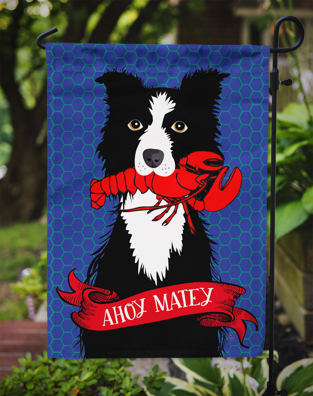 Ahoy Matey Nautical Border Collie Garden Flag - Outdoor Decorative Yard Flag VHA3011GF
