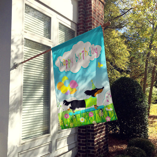 Happy Birthday Dachshund Flag Canvas House Size VHA3029CHF