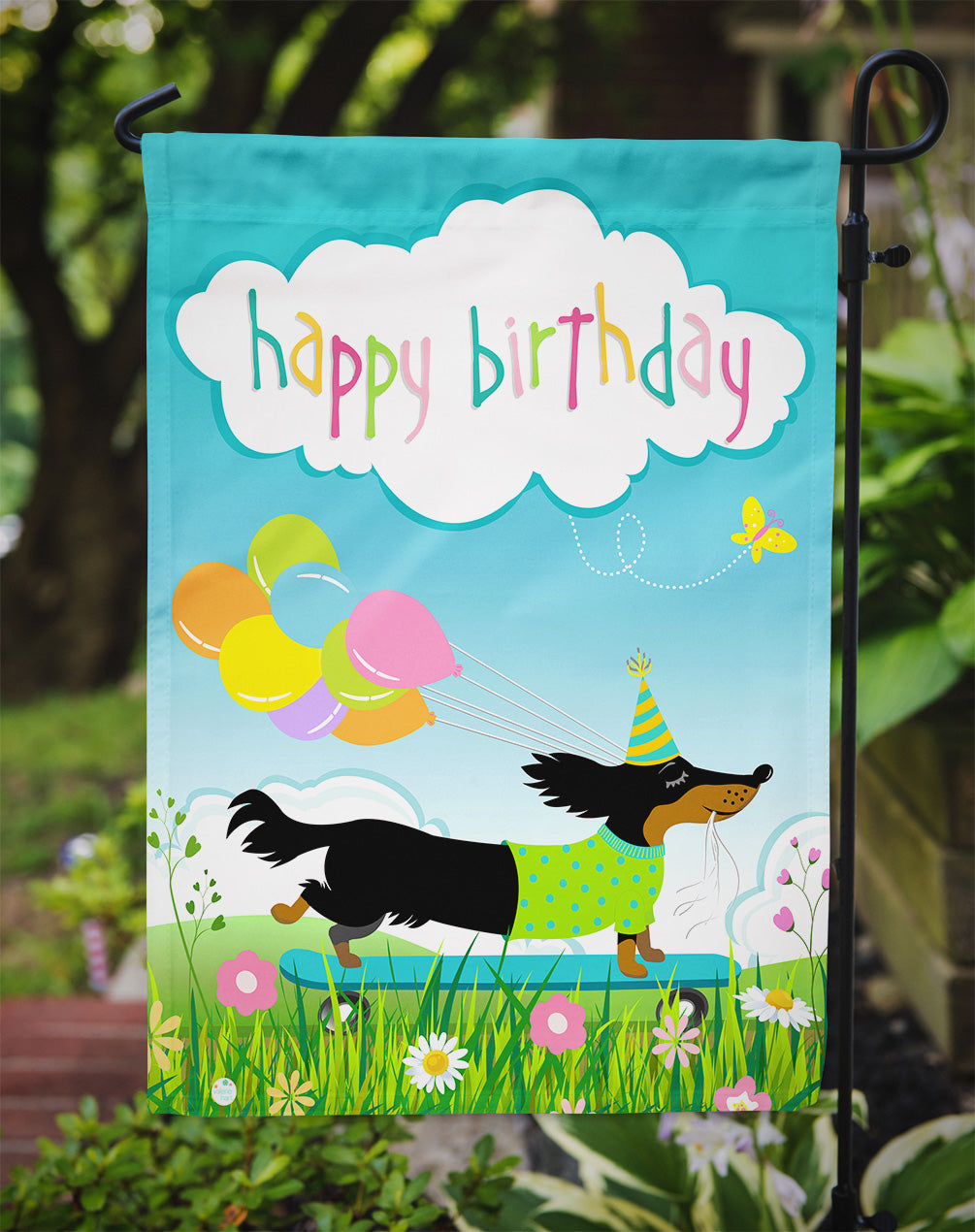 Happy Birthday Dachshund Garden Flag - Outdoor Decorative Yard Flag VHA3029GF