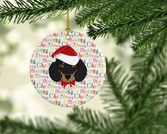 Dachshund Merry Christmas Ceramic Ornament