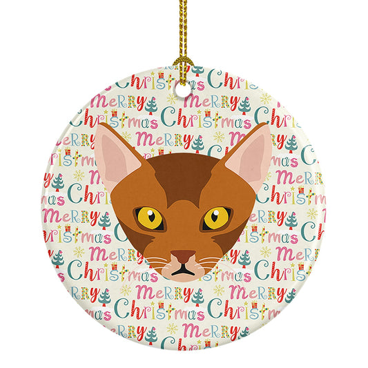Abyssinian Cat Christmas Ceramic Ornament
