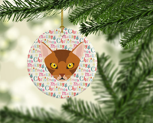 Abyssinian Cat Christmas Ceramic Ornament