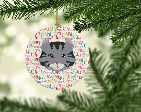 American Curl Cat Christmas Ceramic Ornament
