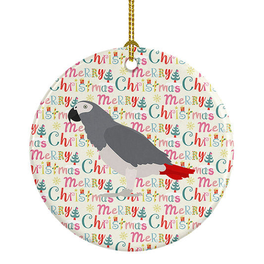 African Grey Parrot Christmas Ceramic Ornament