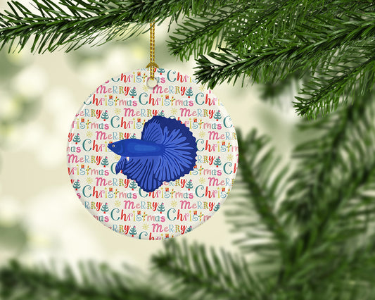 Delta Tail Betta Fish Christmas Ceramic Ornament