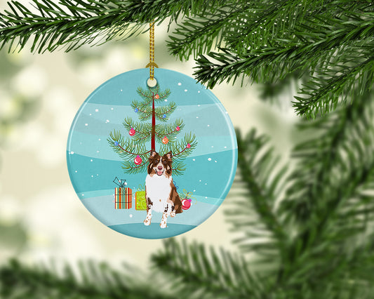 Australian Shepherd Red Tricolor #2 Christmas Ceramic Ornament