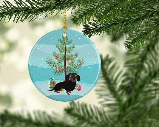 Dachshund Black and Tan #1 Christmas Ceramic Ornament