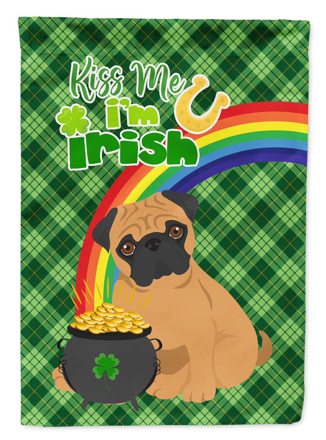 Apricot Pug St. Patrick's Day Flag Garden Size