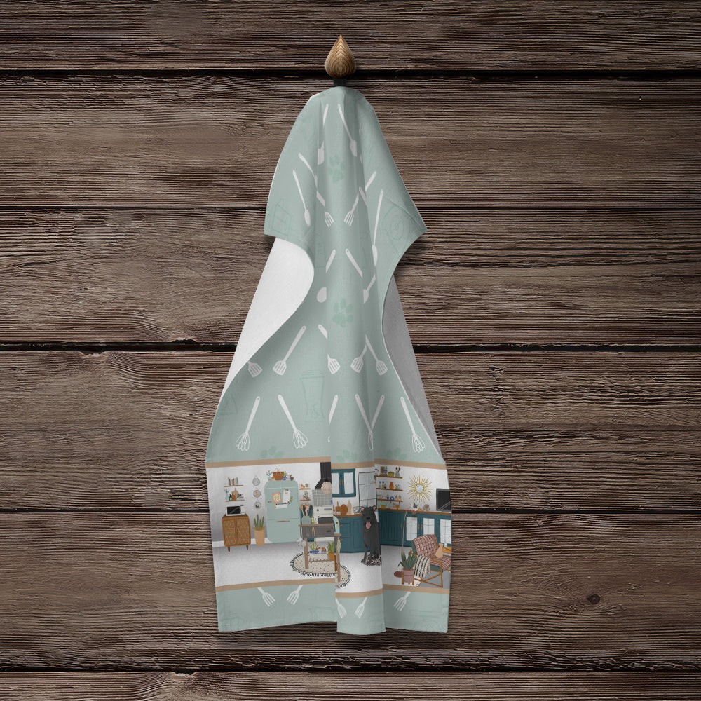 Black Pit Bull Terrier in the Kitchen Kitchen Towel