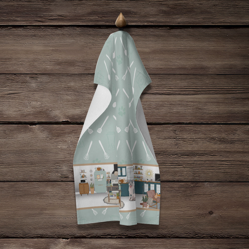 Blue and White Pit Bull Terrier in the Kitchen Kitchen Towel