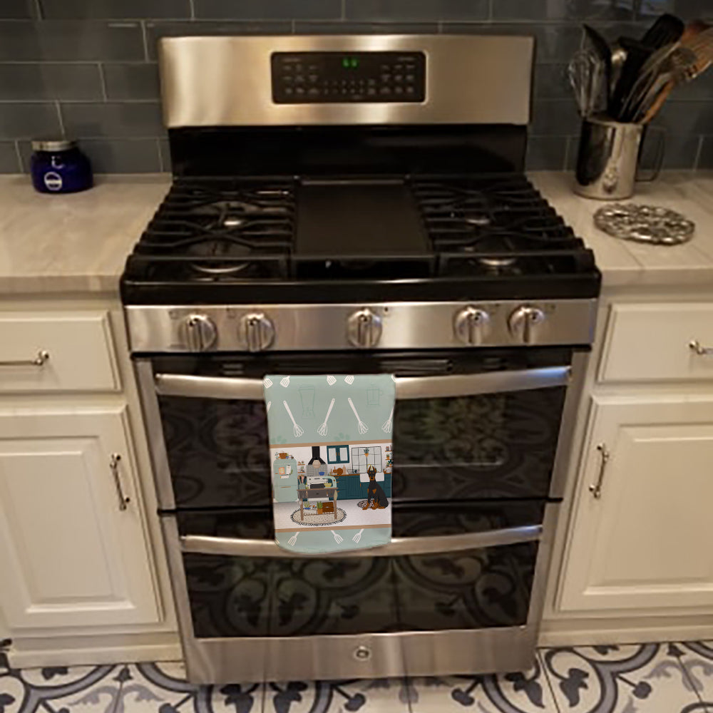 Black and Tan Doberman Pinscher in the Kitchen Kitchen Towel
