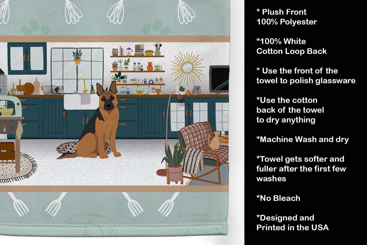 Black and Tan German Shepherd in the Kitchen Kitchen Towel