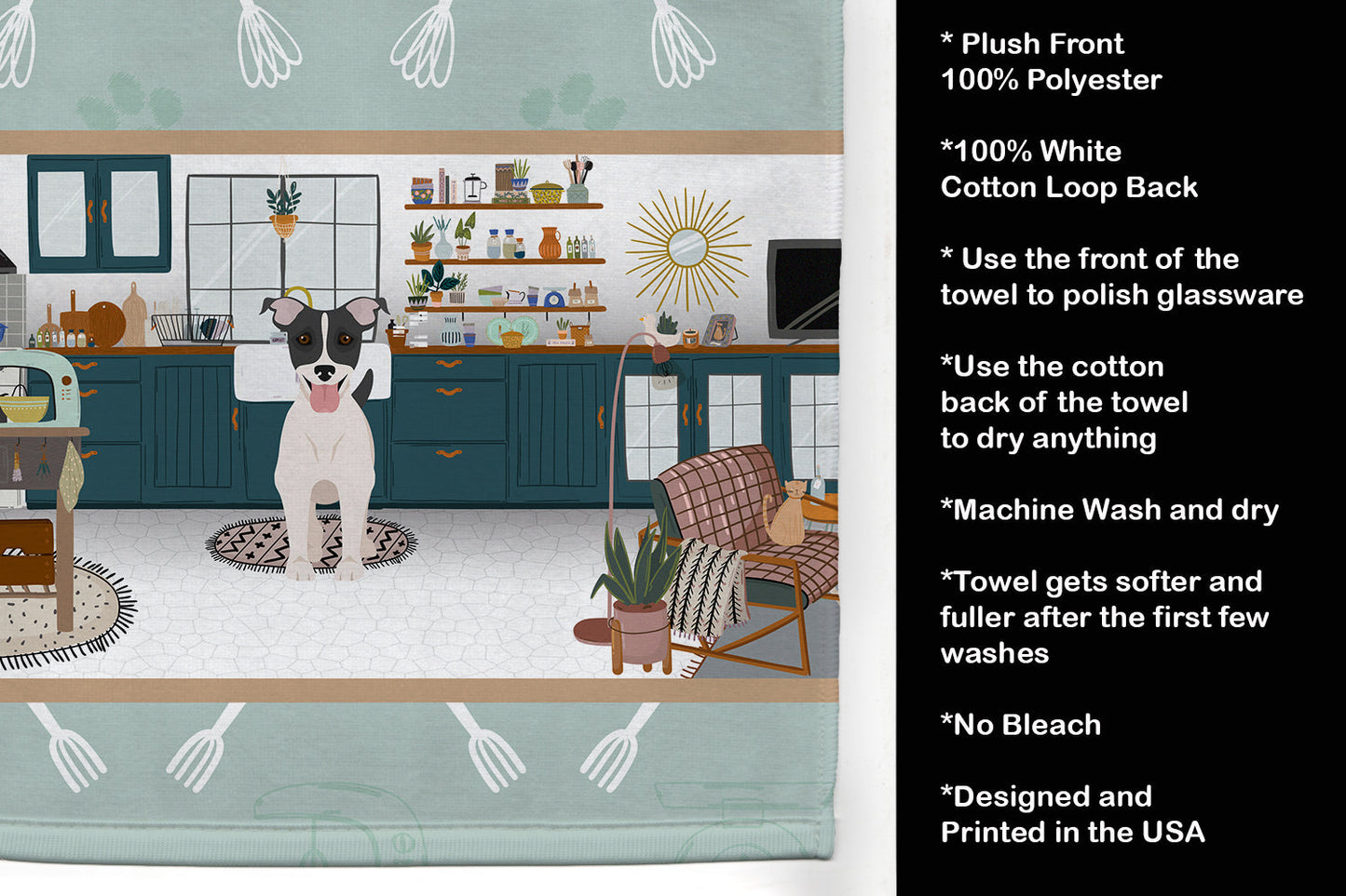 Black White Smooth Jack Russell Terrier in the Kitchen Kitchen Towel