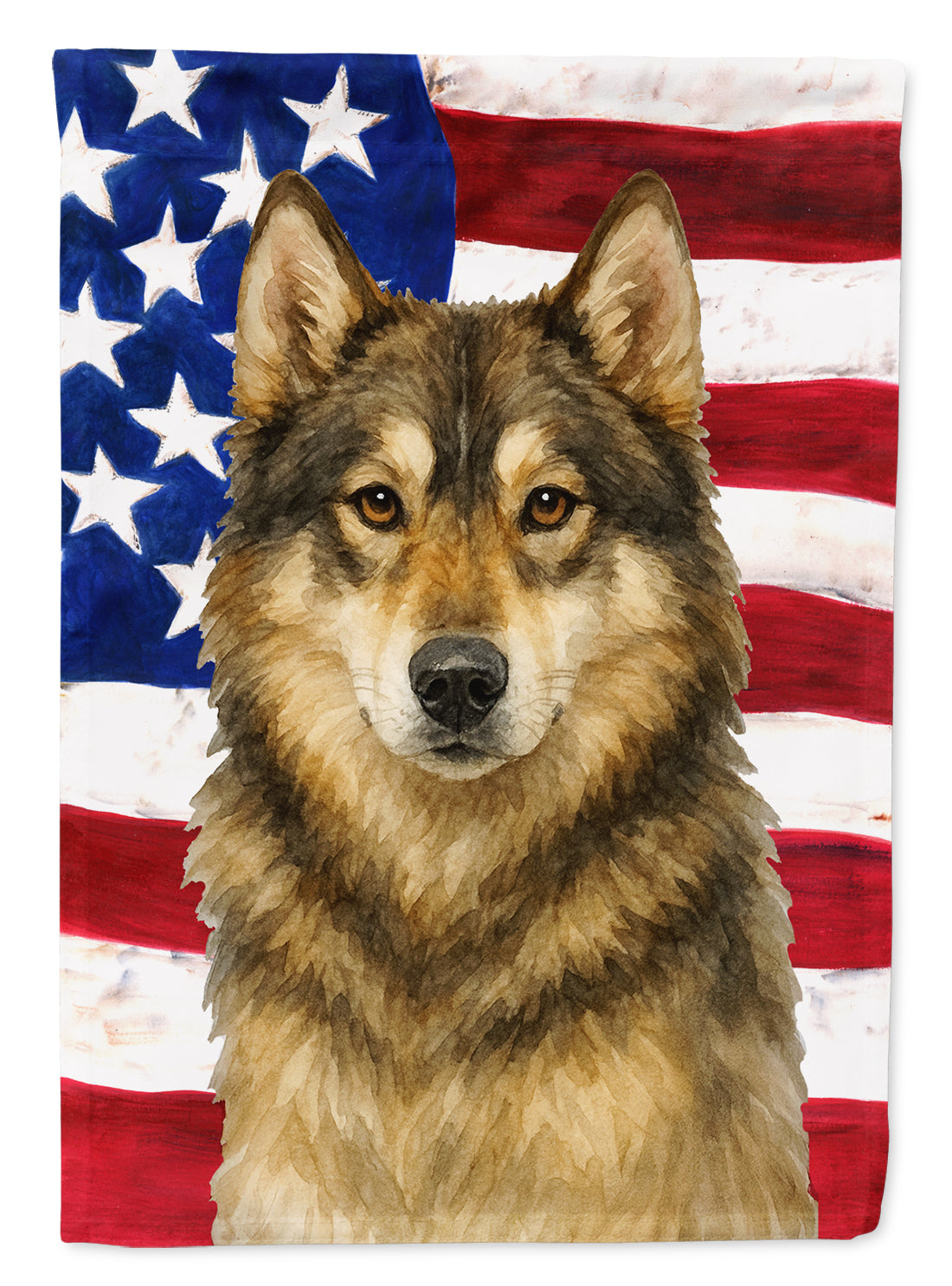 Agouti Siberian Husky American Flag House Flag
