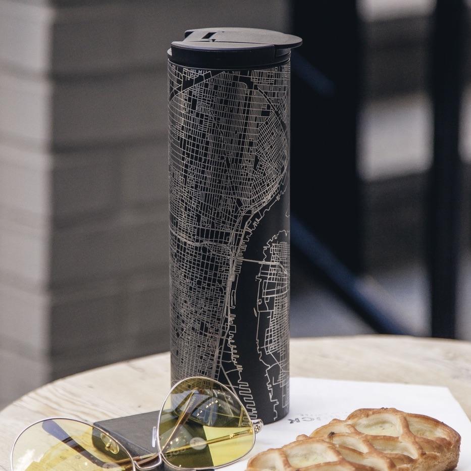 Baton Rouge - Louisiana Map Tumbler in Matte Black