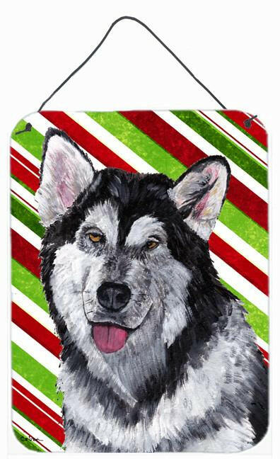 Alaskan Malamute Candy Cane Holiday Christmas Wall or Door Hanging Prints SC9490DS1216