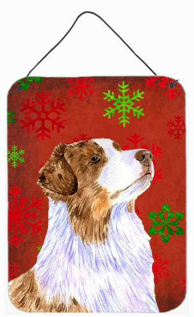 Australian Shepherd Red Snowflakes Christmas Wall or Door Hanging Prints