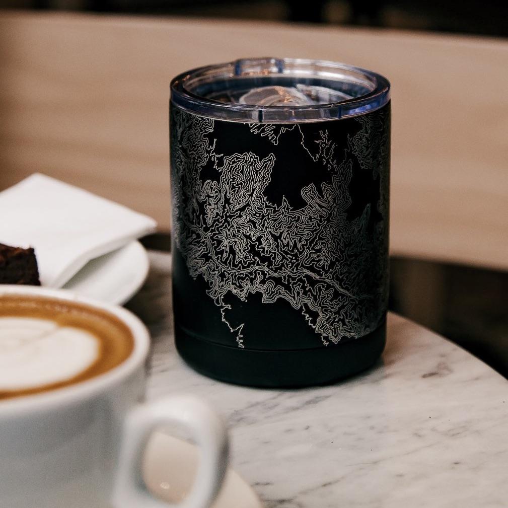 Houma - Louisiana Engraved Map Insulated Cup in Matte Black