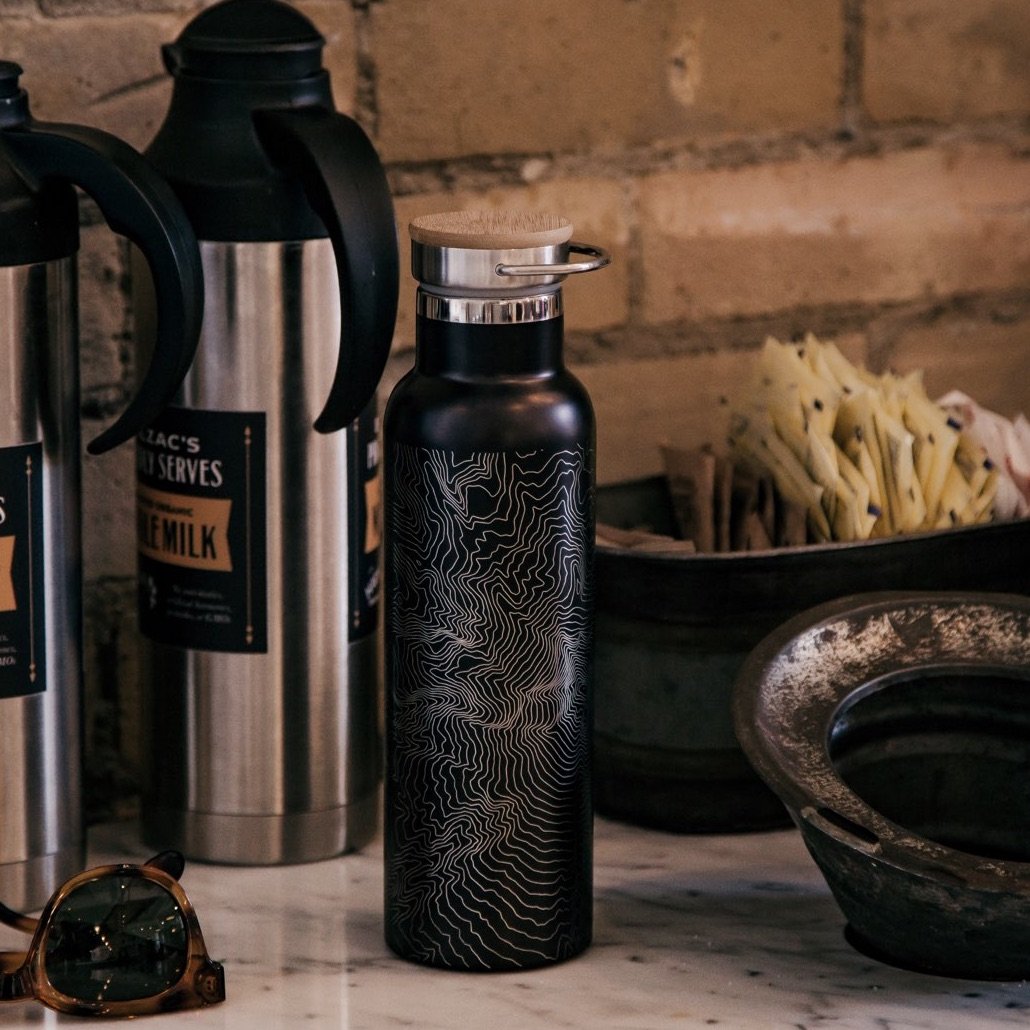 Lake D'Arbonne - Louisiana Engraved Map Bottle with Bamboo Top in