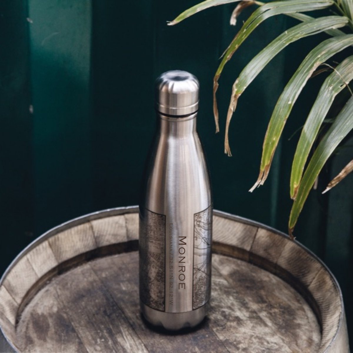 Monroe - Louisiana Engraved Map Insulated Bottle