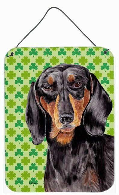 Dachshund St. Patrick's Day Shamrock Portrait Wall or Door Hanging Prints