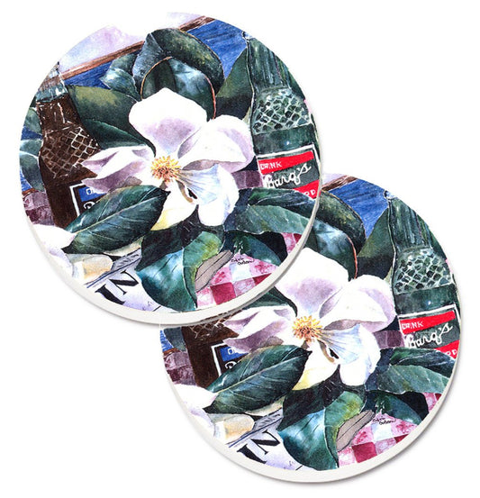 Barq's and Magnolia Car Coasters – Set of 2 - Absorbent Stone with Fun & Functional Artwork 1009CARC