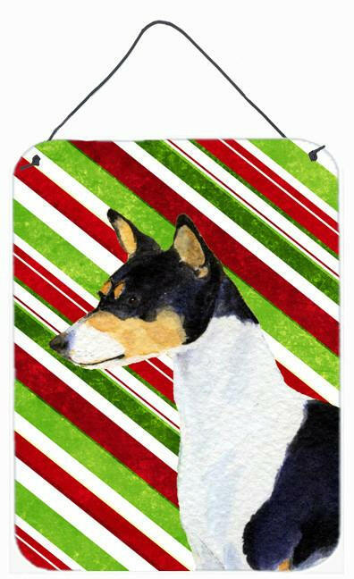 Basenji Candy Cane Holiday Christmas Wall or Door Hanging Prints