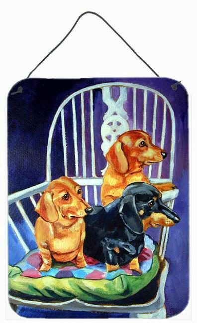 Dachshunds Two Red  a Black and Tan Aluminium Metal Wall or Door Hanging Prints