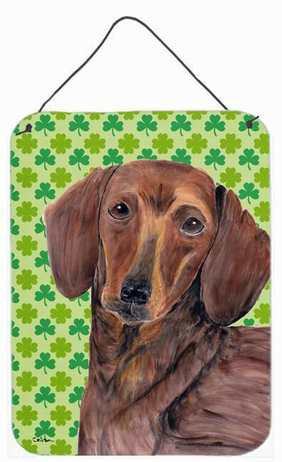 Dachshund St. Patrick's Day Shamrock Portrait Wall or Door Hanging Prints
