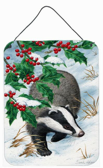 Badgers with Holly Berries Wall or Door Hanging Prints ASA2039DS1216