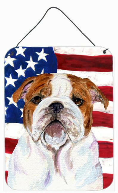 USA American Flag with Bulldog English Wall or Door Hanging Prints