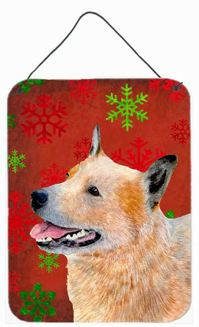 Australian Cattle Dog Red Snowflakes Christmas Wall or Door Hanging Prints