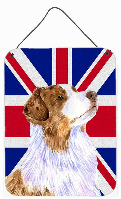 Australian Shepherd with English Union Jack British Flag Wall or Door Hanging Prints LH9470DS1216