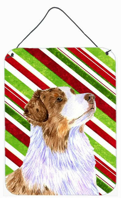 Australian Shepherd Candy Cane Holiday Christmas Wall or Door Hanging Prints