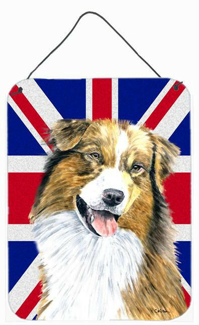 Australian Shepherd with English Union Jack British Flag Wall or Door Hanging Prints SC9854DS1216