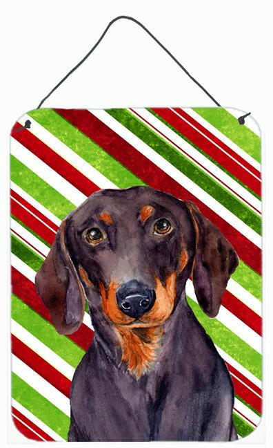 Dachshund Candy Cane Holiday Christmas Wall or Door Hanging Prints