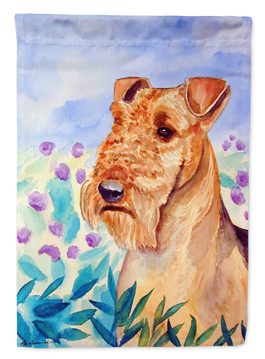 Airedale Terrier in Flowers Garden Flag – Decorative Outdoor Yard Flag