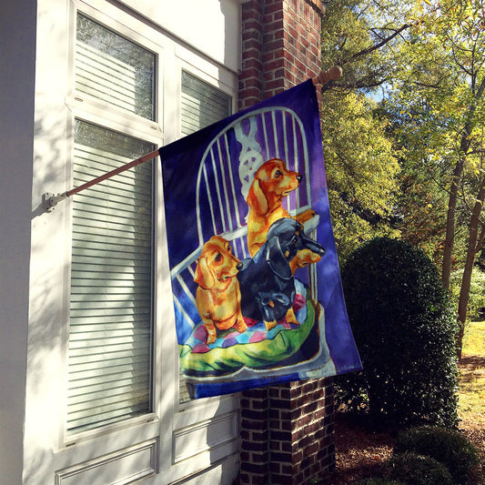 Dachshunds Two Red and a Black and Tan Flag Canvas House Size