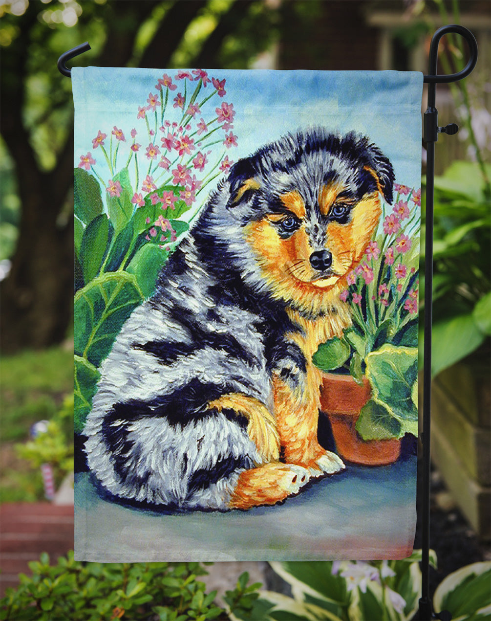 Australian Shepherd Puppy Garden Flag – Decorative Outdoor Yard Flag