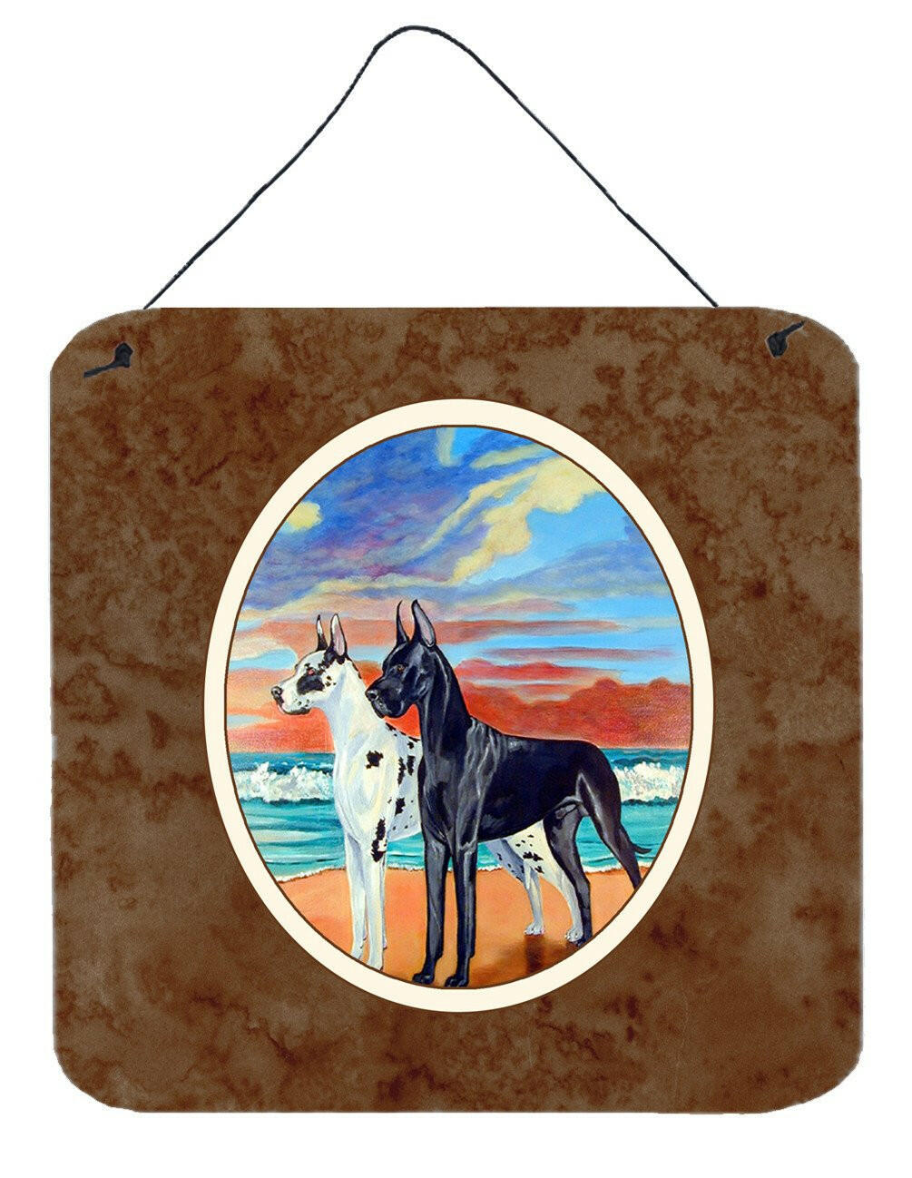 At sunset Great Dane Harlequin and Black Wall or Door Hanging Prints 7051DS66