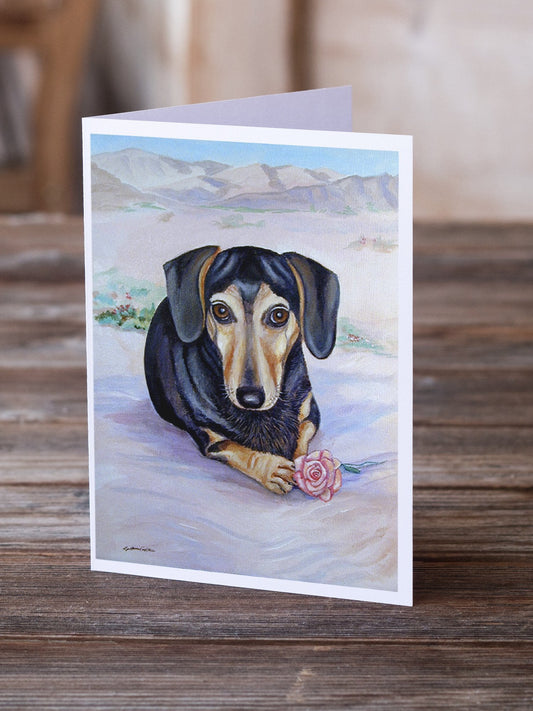 Black and Cream Dachshund  Greeting Cards and Envelopes Pack of 8