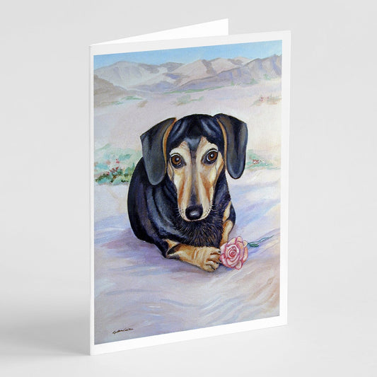 Black and Cream Dachshund  Greeting Cards and Envelopes Pack of 8